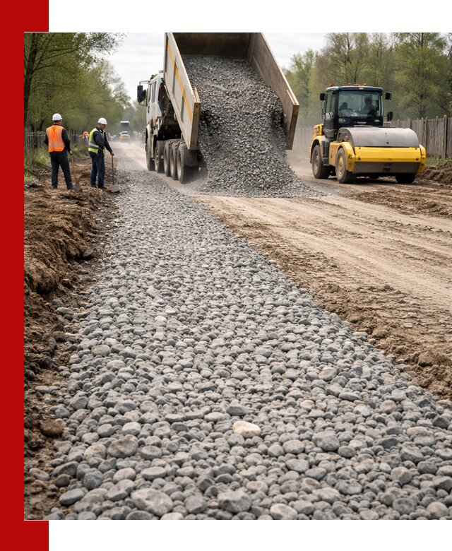 Доставка щебня для отсыпки дорог в Боровичах высокого качества