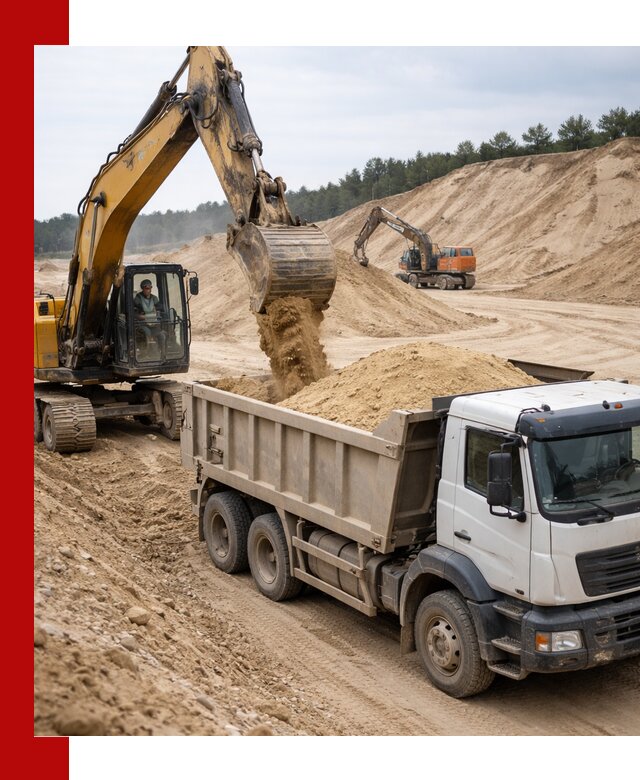 Доставка карьерного песка с самосвалами и разгрузкой в Боровичах