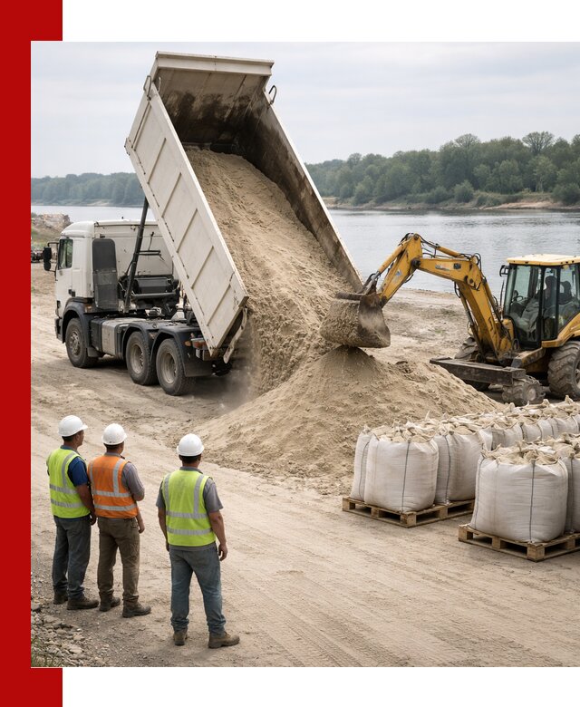 Доставка речного песка в Боровичах самосвалами и погрузкой