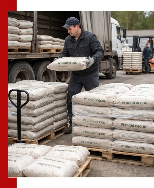 Речной песок в мешках с доставкой в Боровичах
