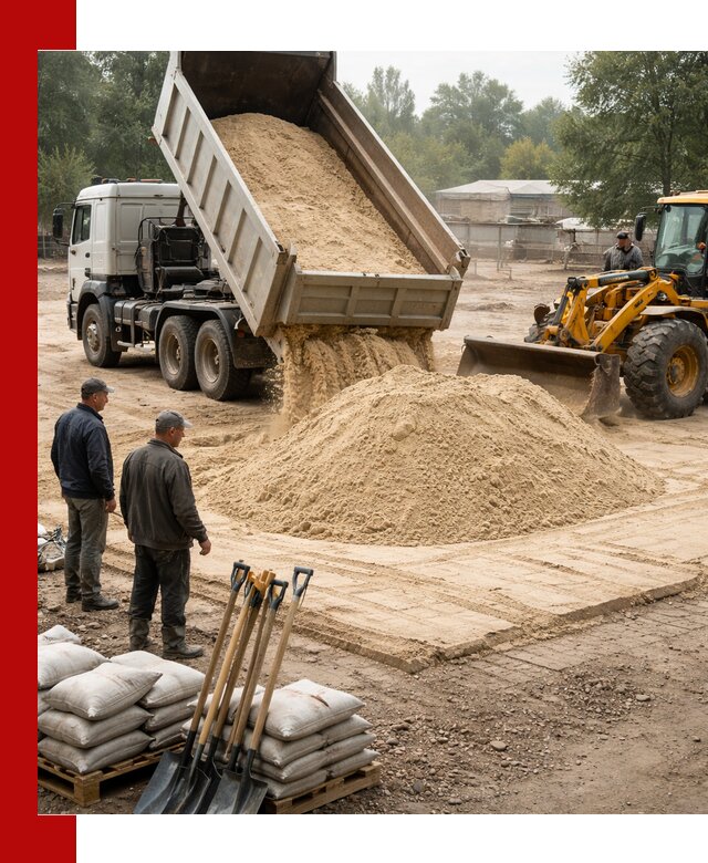 Доставка мытого песка в Боровичах с самосвалами по выгодной цене