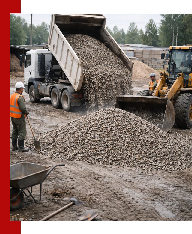 Мытый гравий с доставкой в Боровичах от карьера до участка