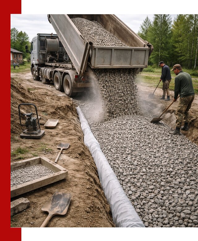 Гравий для дренажа с доставкой в Боровичах качественный и недорогой