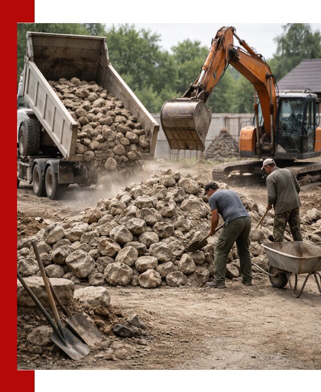 Доставка и разгрузка бутового камня в Боровичах