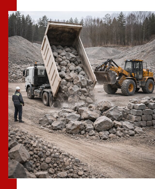 Доставка и продажа бутового гранитного камня в Боровичах