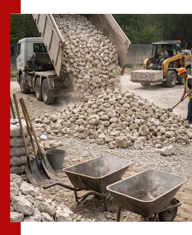 Доставка и продажа бутового известнякового камня в Боровичах