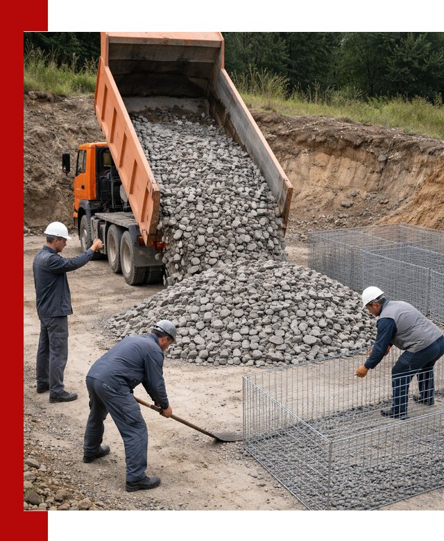 Камень для габионов с доставкой в Боровичах быстро и надёжно