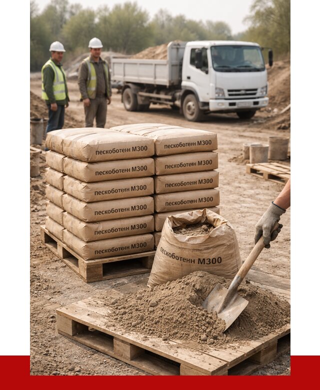 Пескобетон М300 в Боровичах с доставкой от 4847 р. за куб | ПРОНЕРУДБрв