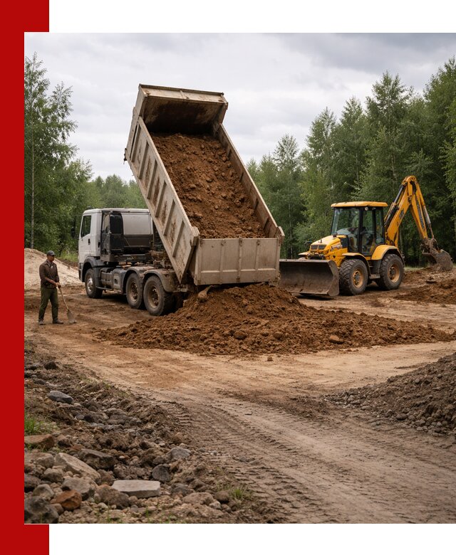 Доставка суглинка самосвалами в Боровичах подсыпка и планировка
