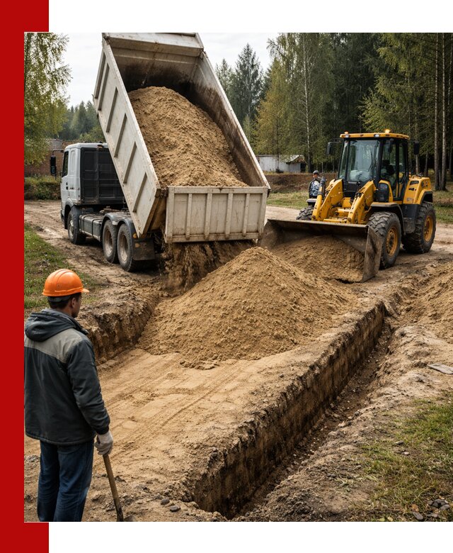 Доставка песчаного грунта в Боровичах для строительных работ