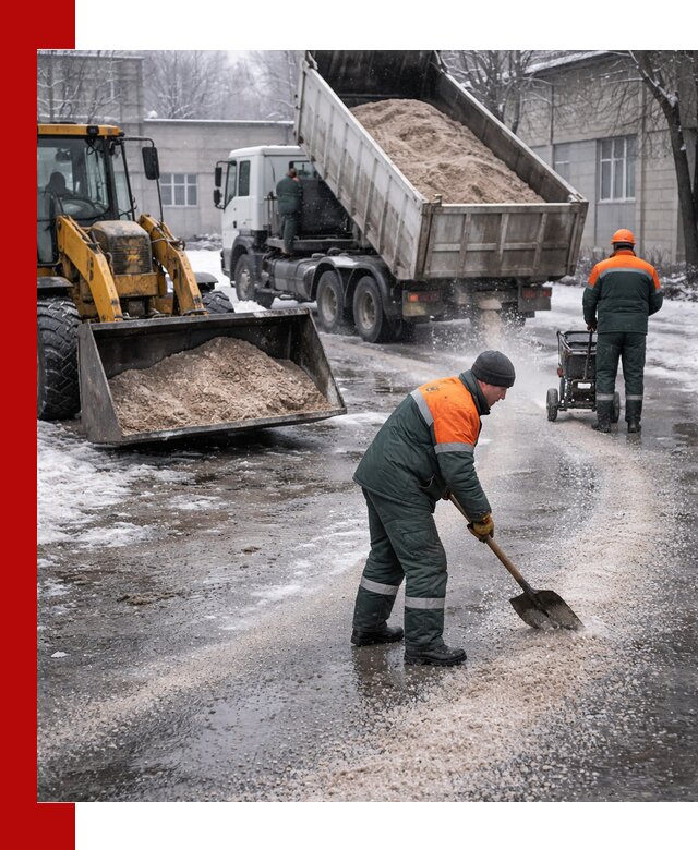Реагент против гололеда с доставкой и нанесением в Боровичах