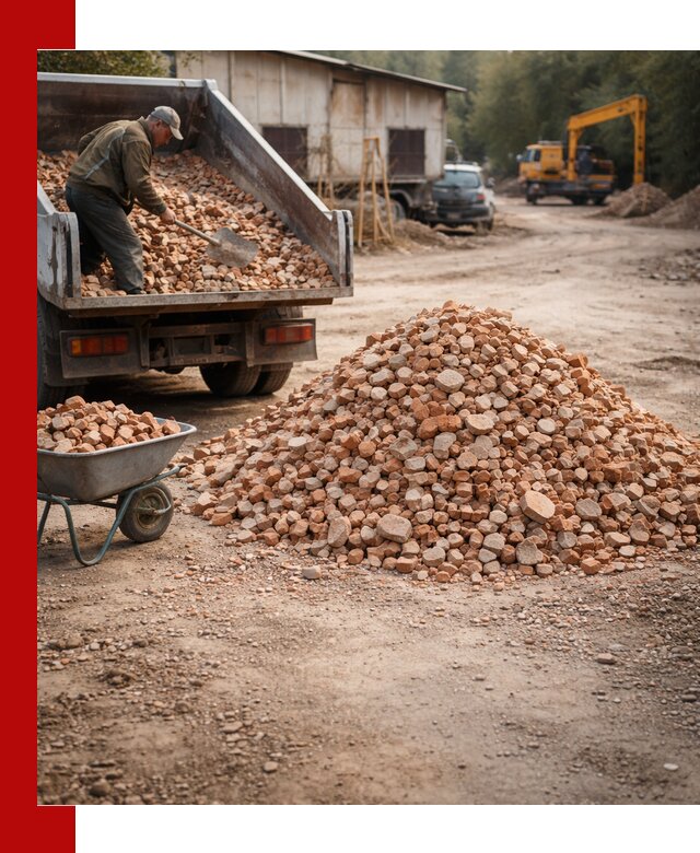 Доставка и подушка из боя кирпича с разгрузкой в Боровичах