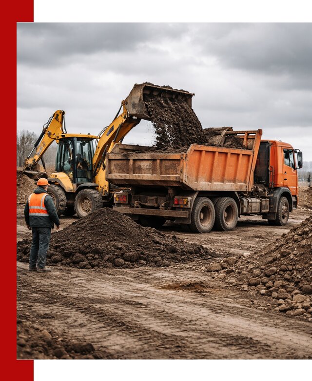 Вывоз грунта и строительного мусора в Боровичах грузовыми самосвалами