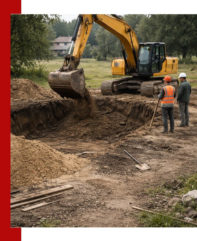 Рытье котлована под фундамент в Боровичах (быстро и недорого)